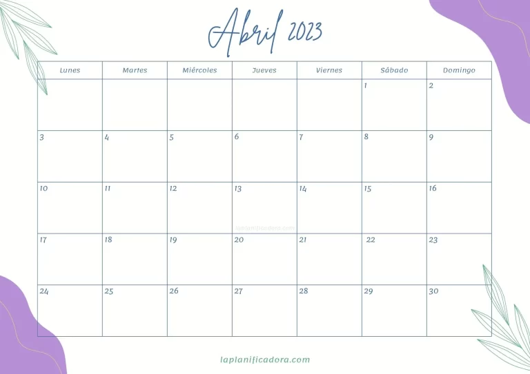 Calendario Abril 2023 bonito