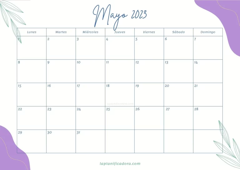 Calendario Mayo 2023 bonito