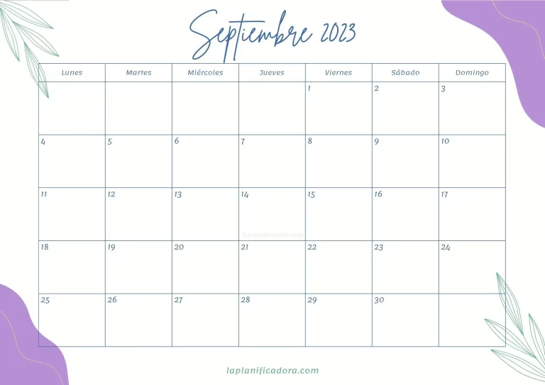 Calendario Septiembre 2023 bonito