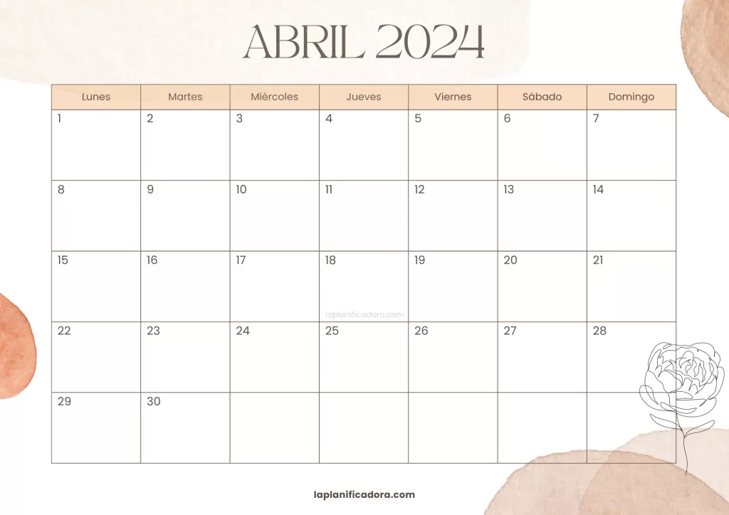 Calendario abril 2024 elegante