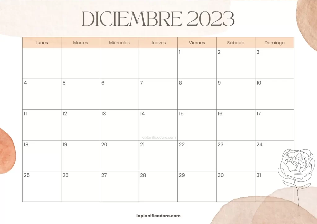 Calendario diciembre 2023 elegante