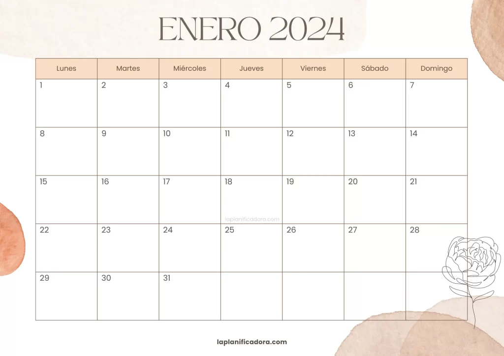 Calendario enero 2024 elegante