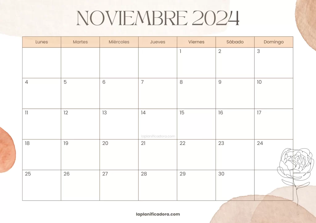 Calendario noviembre 2024 elegante