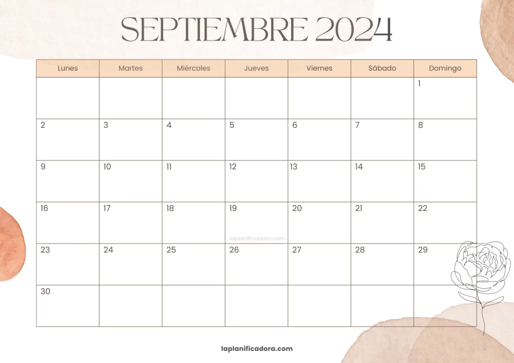 Calendario septiembre 2024 elegante