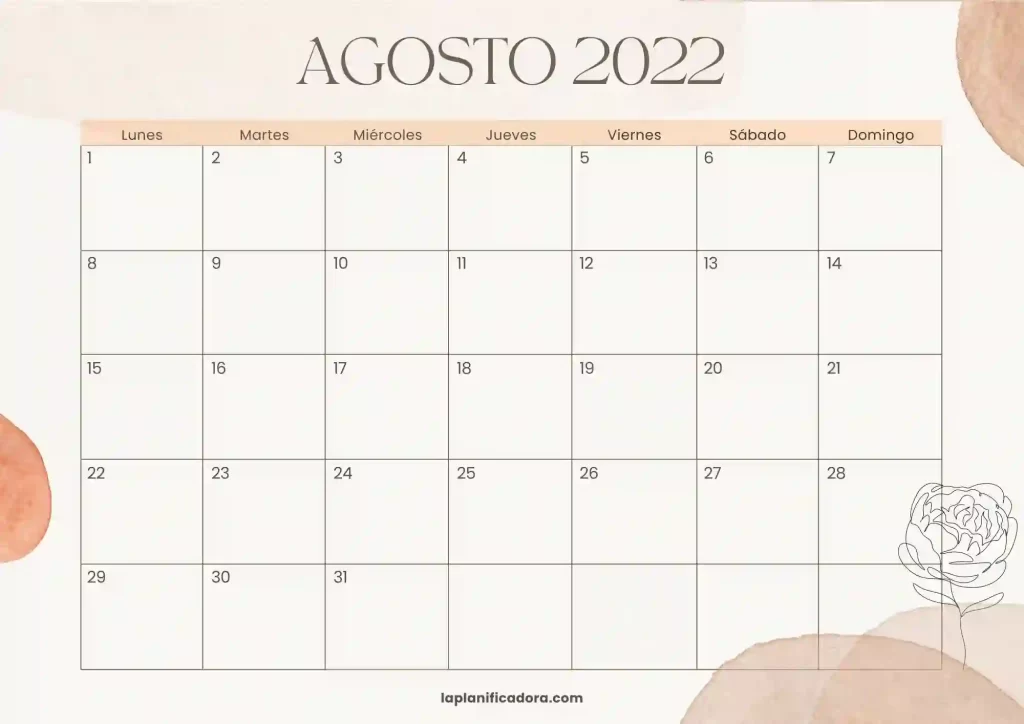 calendario agosto 2022 vintage