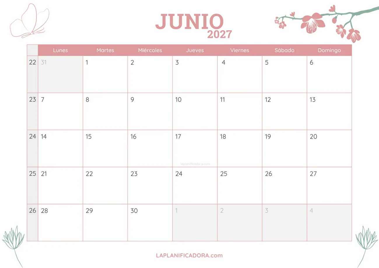 calendario junio 2027 botanica en pdf