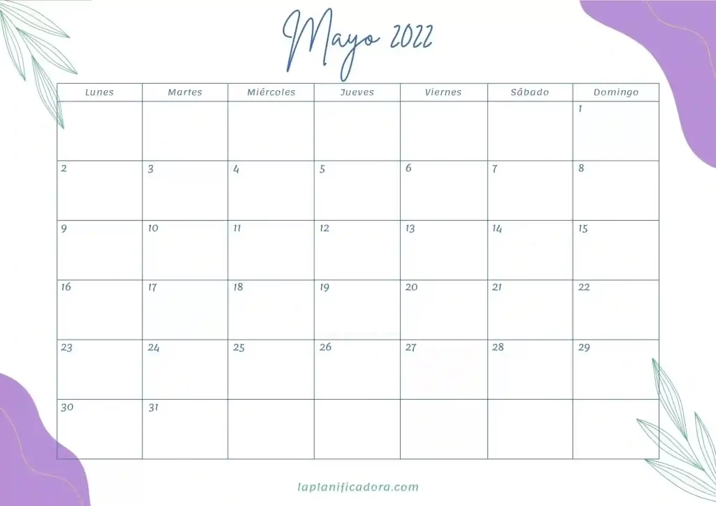 calendario mayo 2022 bonito