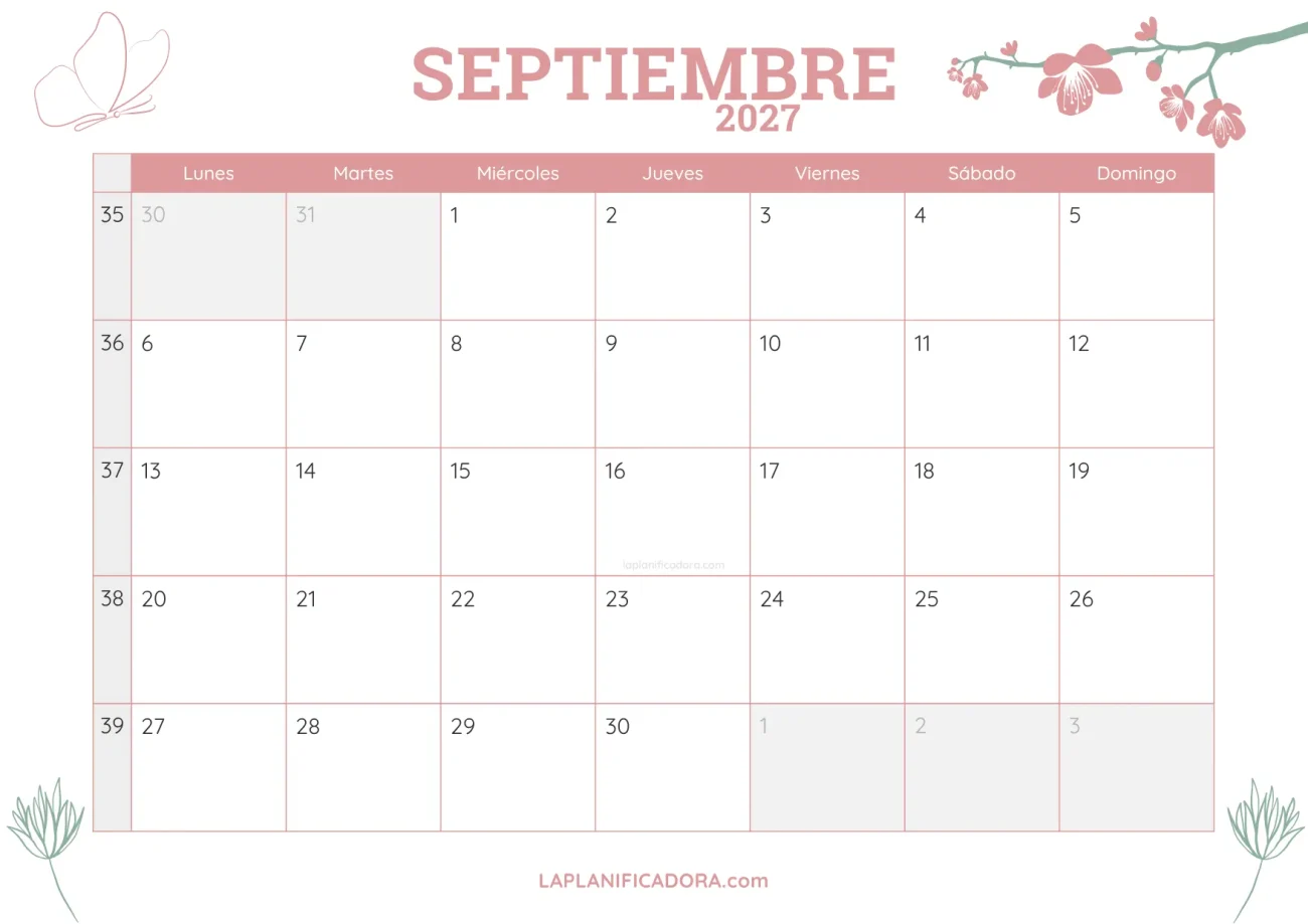 calendario septiembre 2027 botanica en pdf